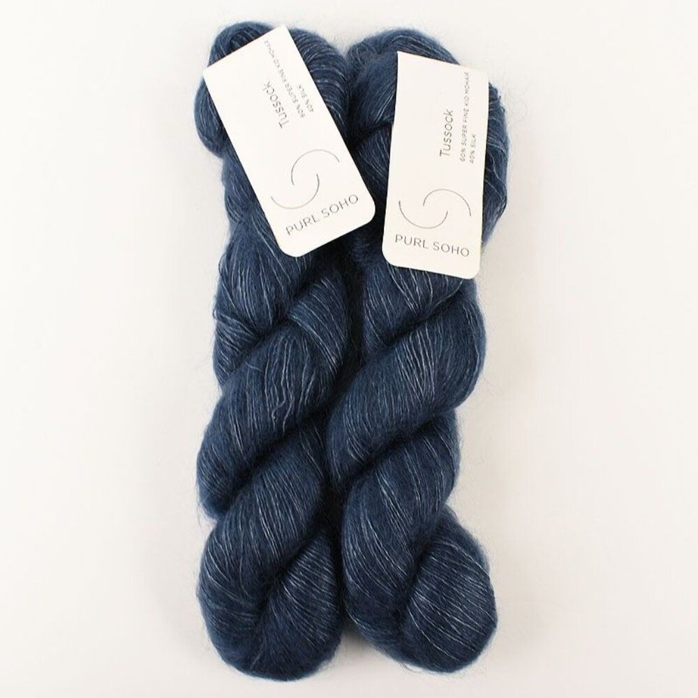 Purl Soho Tussock Yarn 2 Skeins Super Fine Kid Mohair Silk Blend Blue Fjord